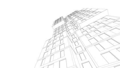 Sketch of a building 3d illustration
