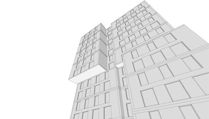 Sketch of a building 3d illustration