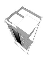Sketch of a building 3d illustration