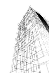Sketch of a building 3d illustration