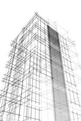 Sketch of a building 3d illustration