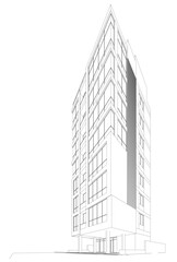 Sketch of a building 3d illustration