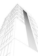 Sketch of a building 3d illustration