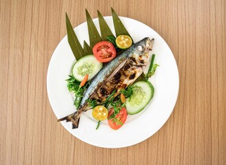 Grilled Matambaka Fish Fresh grilled fish with vegetables