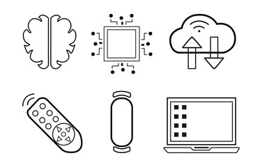 black outline icon set design