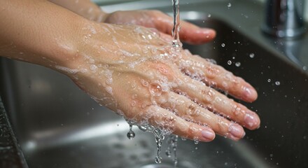 Fototapeta premium Washing hands under running water