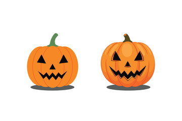 Minimal halloween pumpkin illustration with carved face for festive designs