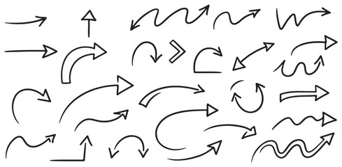 Arrow Collection Hand Drawn Directional Signs Creative Navigation Sketch Vectors Design Elements Graphic Resources