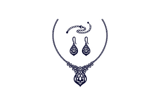 dark blue jewelry set on white background clip art preview