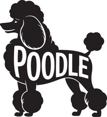Poodle Dog Standing Typography Vector