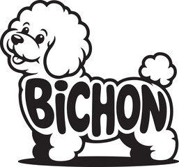 Bichon Frise Dog Standing Typography Vector