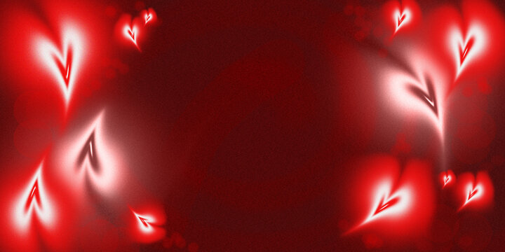 A romantic abstract background with glowing red hearts forming a border, a vibrant and passionate design perfect for Valentine's Day or wedding banners