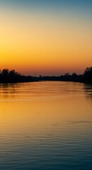 Obraz premium Tranquil river sunset landscape for loy krathong festival decor and design