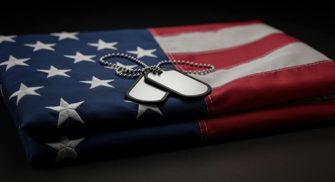 Honoring service and sacrifice on veterans day with flag and dog tags