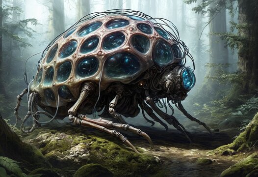 Mechanical Creature in Mystical Forest