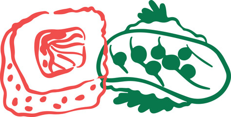 Cute sushi character Japanese cuisine	
