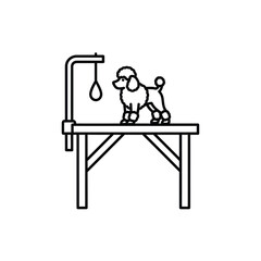 Fototapeta premium Minimalist Pet Grooming Table Line Art Icon for Salon Care Design Services