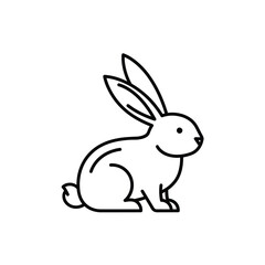 Obraz premium Rabbit Vector Icon Outline Symbol Bunny Hare Pet Animal Rodent Mammal Farm Livestock
