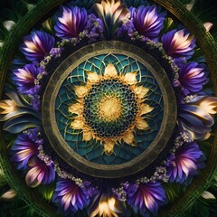 Vibrant Mandala with Golden Center
