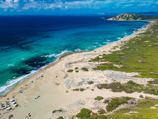 Lu Litarroni Beach, Sardinia, White Sand Dunes and Turquoise Mediterranean Sea