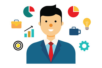 Flat Style Businessman Icon Set – Office, Corporate, and Professional People Vector Collection