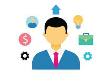 Flat Gradient Businessman Icon Pack – Office, Manager, and Corporate People Vector Set