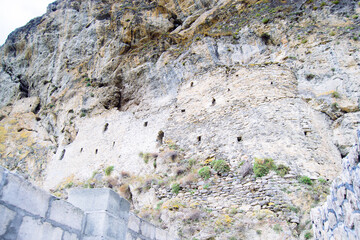 Ruins of ancient settlement in the Caucasus mountains
