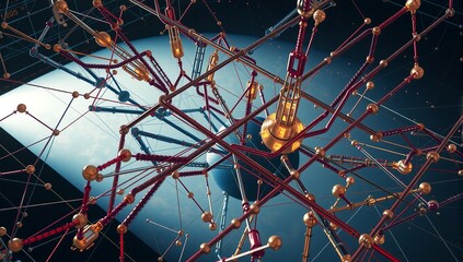 Intricate Mechanical Network Scene