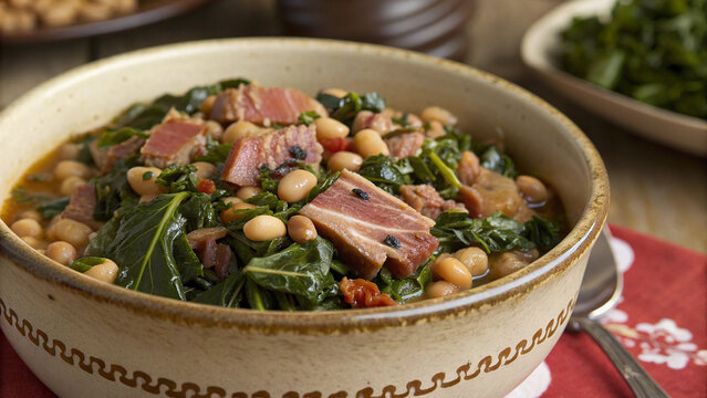 New Year&rsquo;s black-eyed peas with ham hock and greens