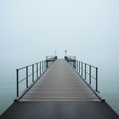 Obraz premium World tsunami awareness day: serene empty pier scene for environmental campaigns