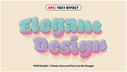 Elegant Design 3D Text Effect with Pastel Colors and Editable Vector Style for Creative Projects and Modern Typography
