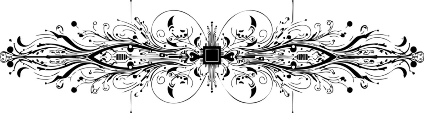 Elegant black and white flourish design adds sophisticated vintage flair to formal invitations, announcements, and decorative projects.