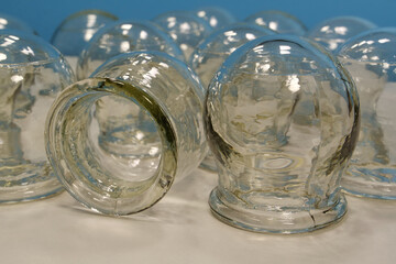Glass medical cups for medical purposes, rehabilitation, increasing blood flow