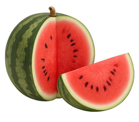 Cut Watermelon &ndash; Juicy Summer Fruit Illustration on Transparent Background