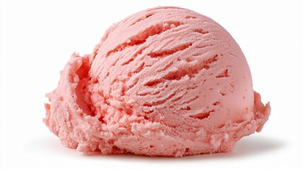 Strawberry ice cream scoop isolated on white background, studio shot