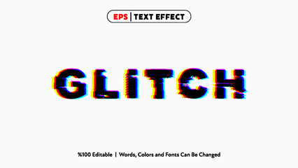 Glitch text effect editable colorful digital distortion style design for creative projects and modern graphic art