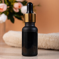 A beautiful still life composition featuring cosmetic products setting with a  background