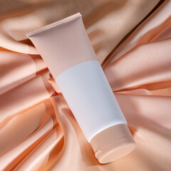 A beautiful still life composition featuring cosmetic products setting with a  background