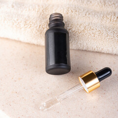 A beautiful still life composition featuring cosmetic products setting with a  background