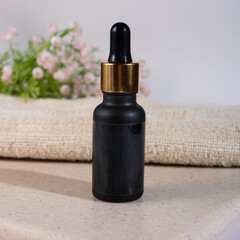 A beautiful still life composition featuring cosmetic products setting with a  background