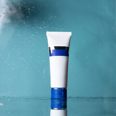 A beautiful still life composition featuring cosmetic products setting with a  background