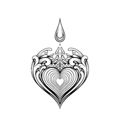 Obraz premium Stylized tattoos vector of heart with wave-like ornaments and drop 