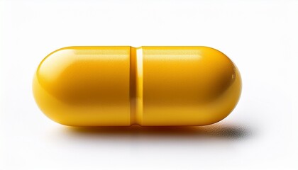 yellow oval pill angled tablet isolated on a white background