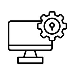 Computer Settings Security Icon Vector. Secure System Settings logo