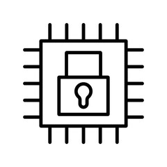 Encrypted Chip Icon Vector. Secure Chip hardware protection logo