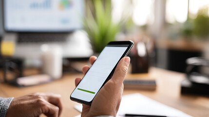 Person checking balance and transaction details on phone. Mobile banking, savings management and digital finance technology