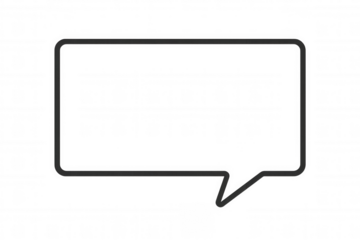 Speech bubble icon representing an empty chat box with rounded corners, conceptualizing communication and interaction