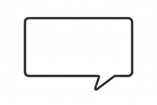 Speech bubble icon representing an empty chat box with rounded corners, conceptualizing communication and interaction