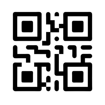 A detailed rendering of a stylised and abstract black and white QR code