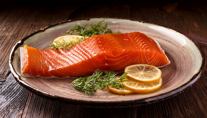 salmon steak with lemon and dill